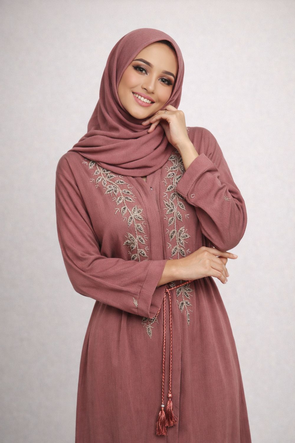 Orchid Pink Color Modest Dubai Abaya