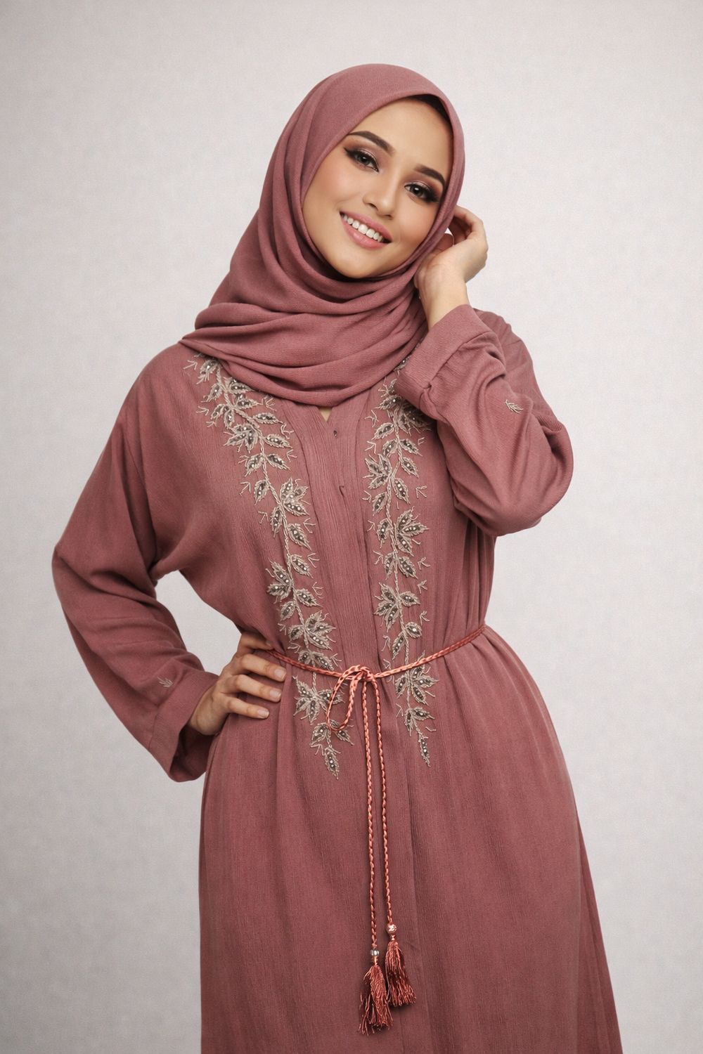 Orchid Pink Color Modest Dubai Abaya