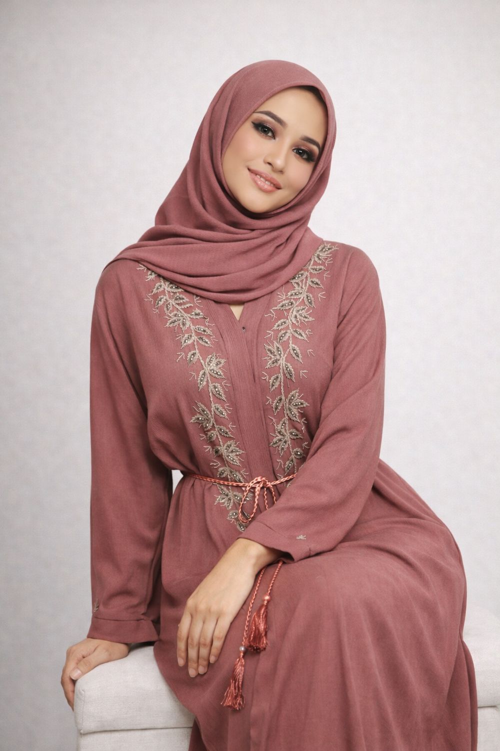 Orchid Pink Color Modest Dubai Abaya