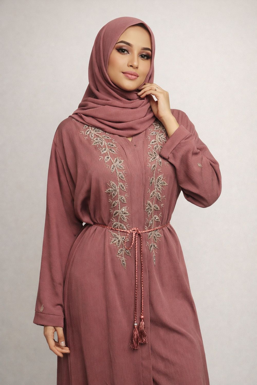 Orchid Pink Color Modest Dubai Abaya
