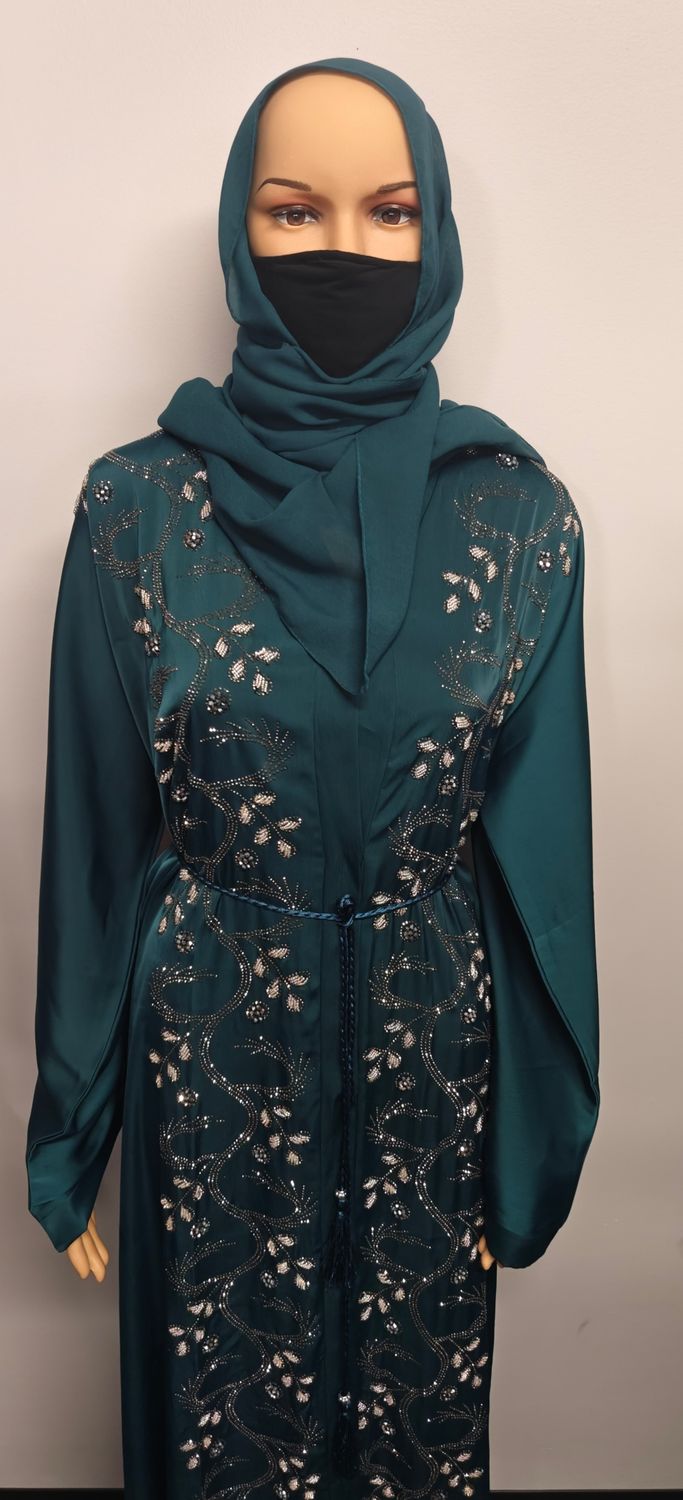 Emerald Green  Color Modest Dubai Abaya