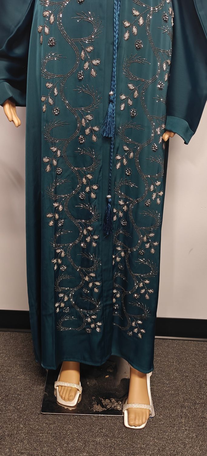 Emerald Green  Color Modest Dubai Abaya