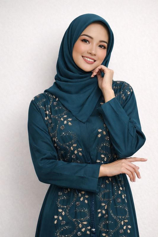 Emerald Green  Color Modest Dubai Abaya