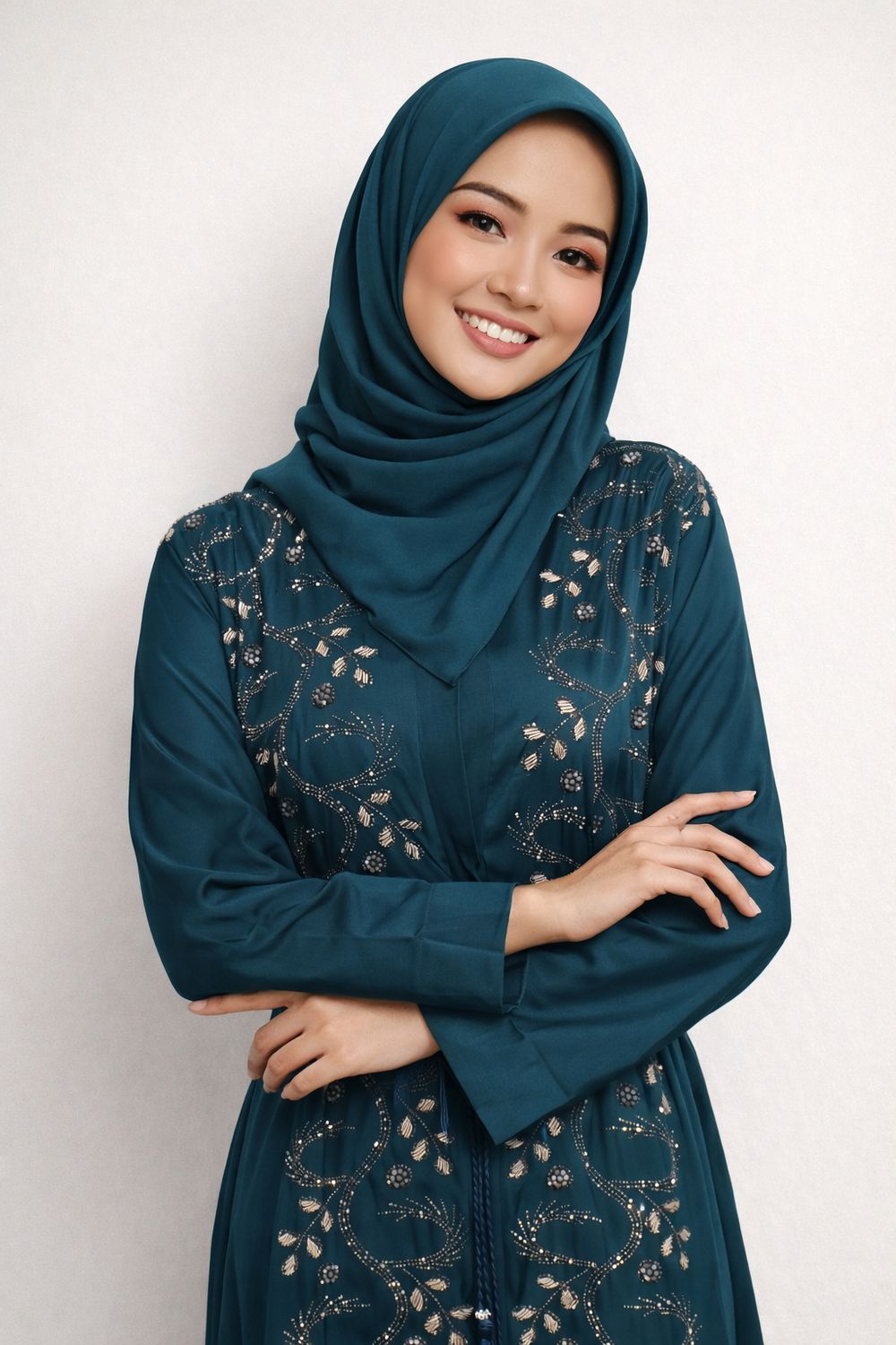 Emerald Green  Color Modest Dubai Abaya