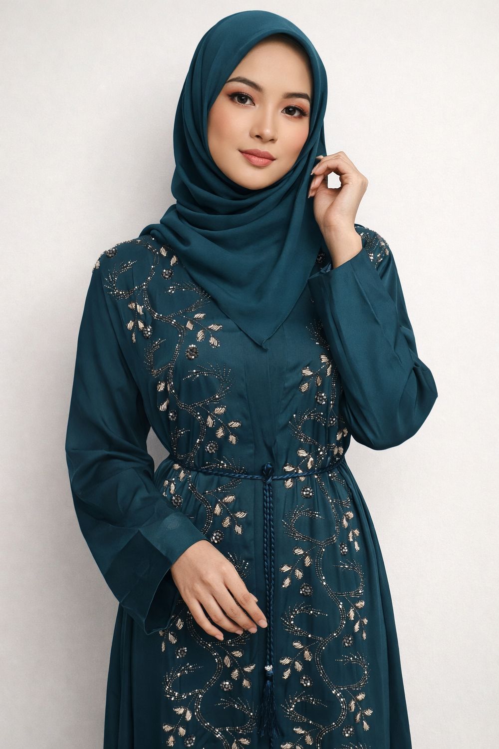Emerald Green  Color Modest Dubai Abaya
