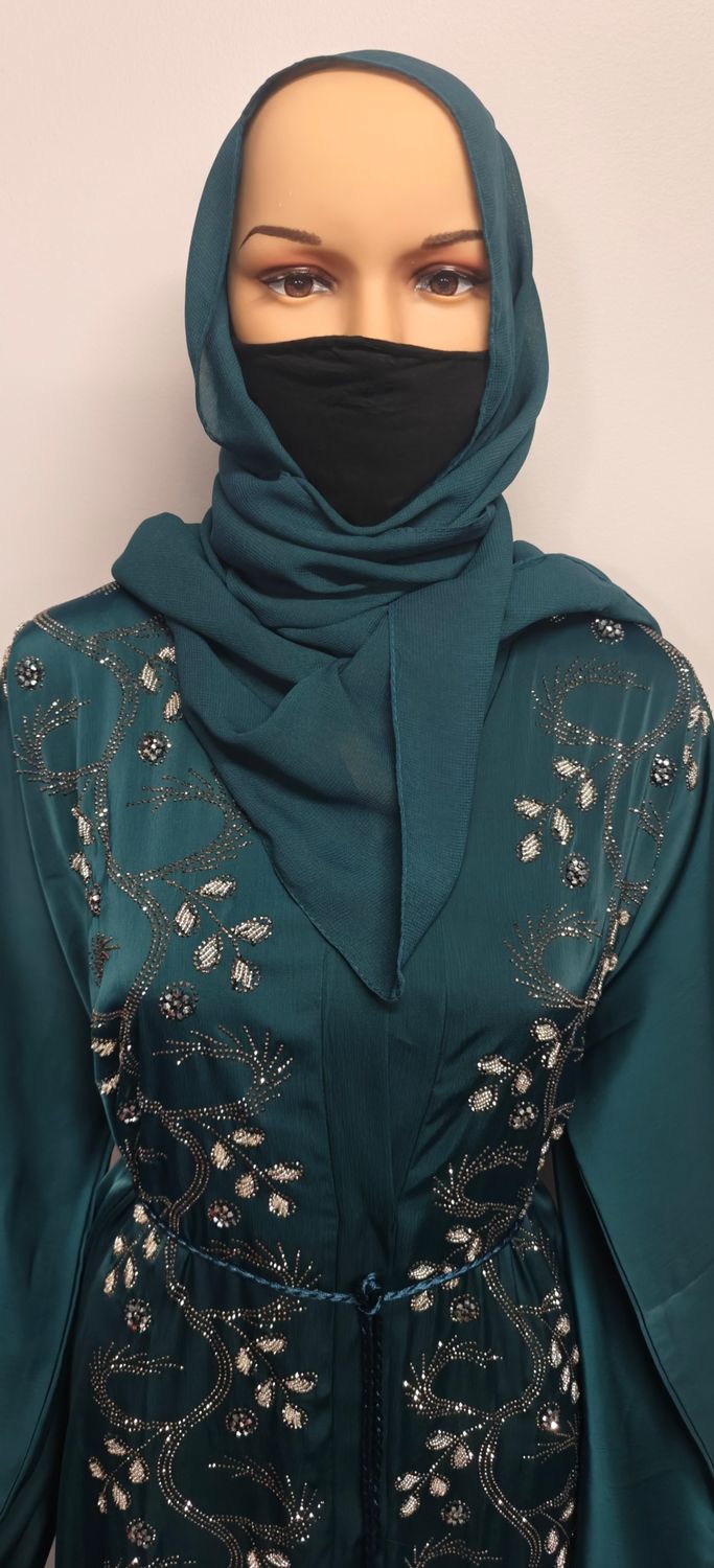 Emerald Green  Color Modest Dubai Abaya