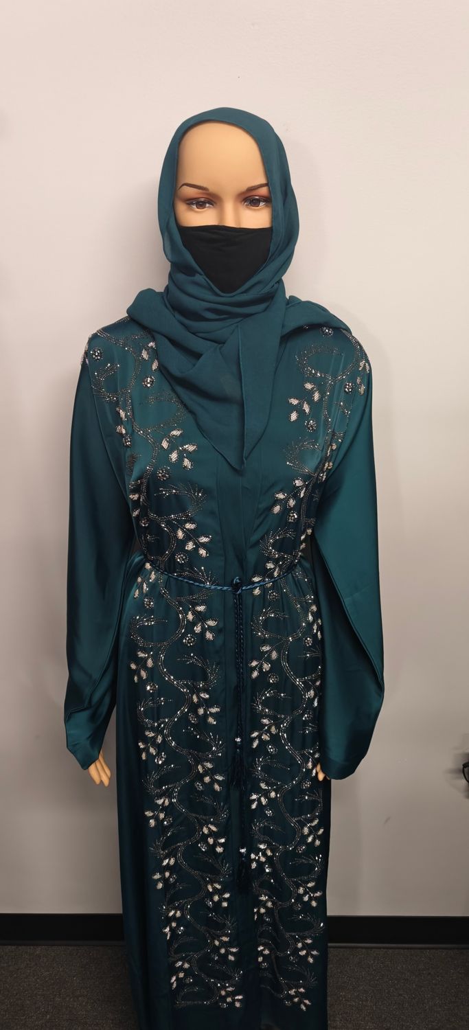Emerald Green  Color Modest Dubai Abaya