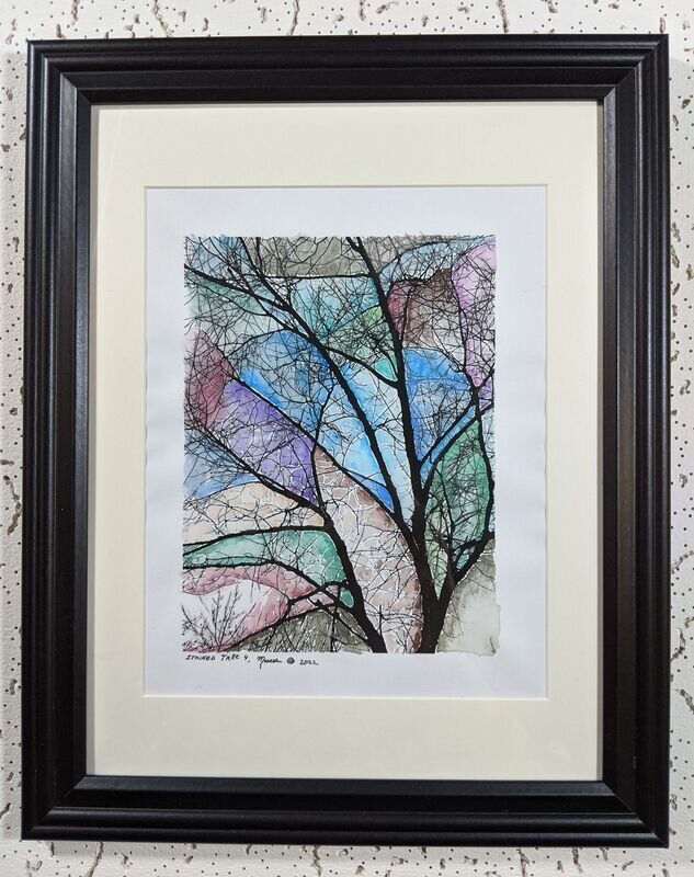 Stained Tree 4 by Marcos Smyth, framed.