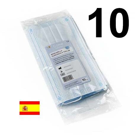 Blister 10 Mascarillas quirúrgicas TIPO IIR - AZUL