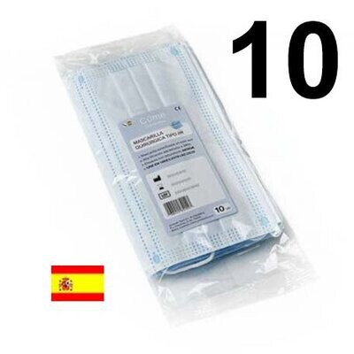 Blister 10 Mascarillas quirúrgicas TIPO IIR - AZUL