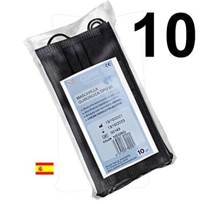 Blister 10 Mascarillas quirúrgicas TIPO IIR - NEGRO