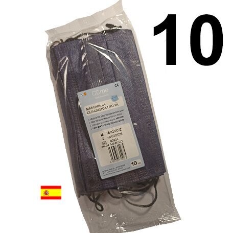 Blister 10 Mascarillas quirúrgicas TIPO IIR - AZUL MARINO