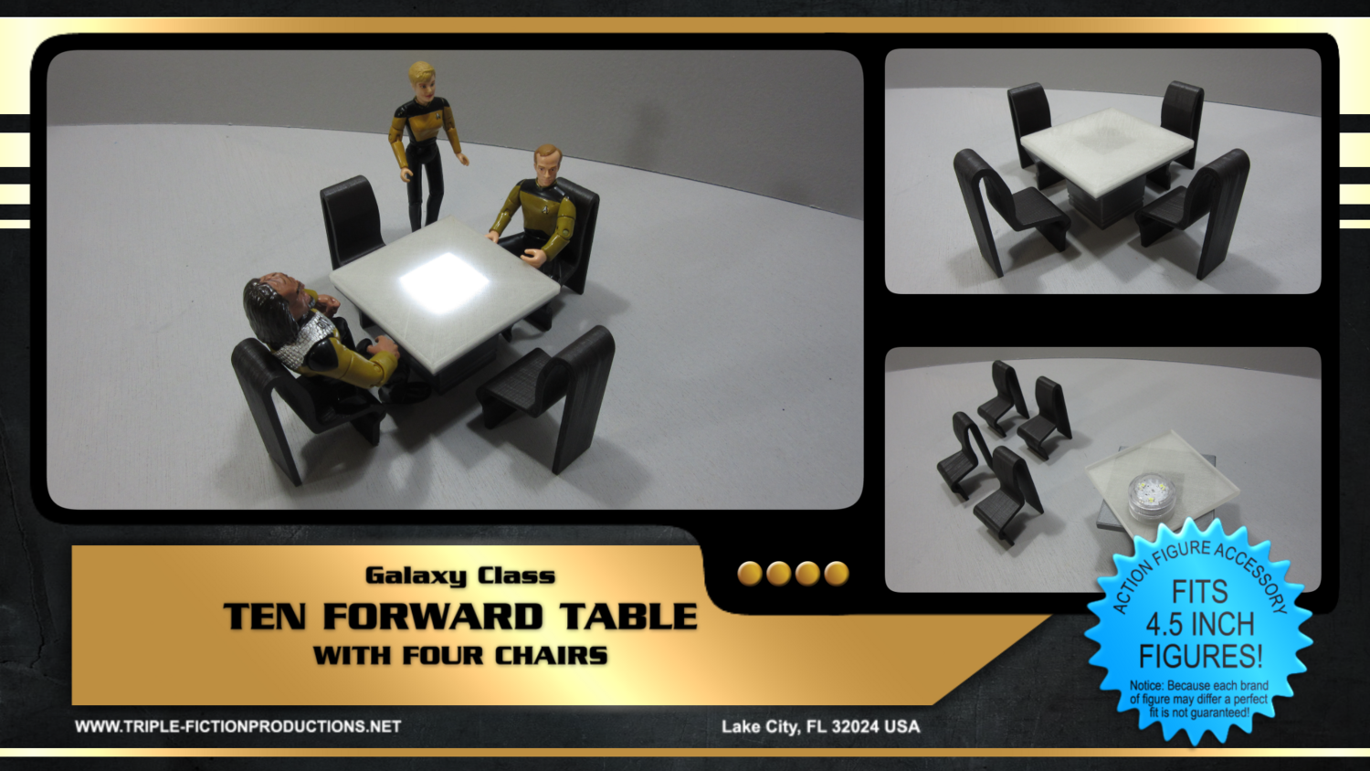 Galaxy Class - 4.5" Scale - Ten Forward Table With Four Chairs