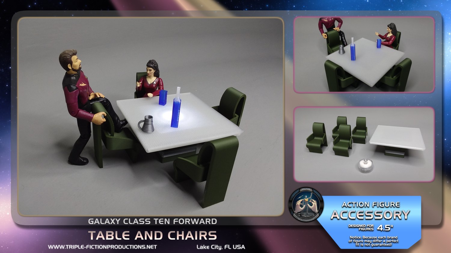 Galaxy Class - 4.5&quot; Scale - Ten Forward Table and Chairs