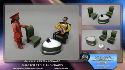 Galaxy Class - 4.5&quot; Scale - Ten Forward Quarter Table and Chairs