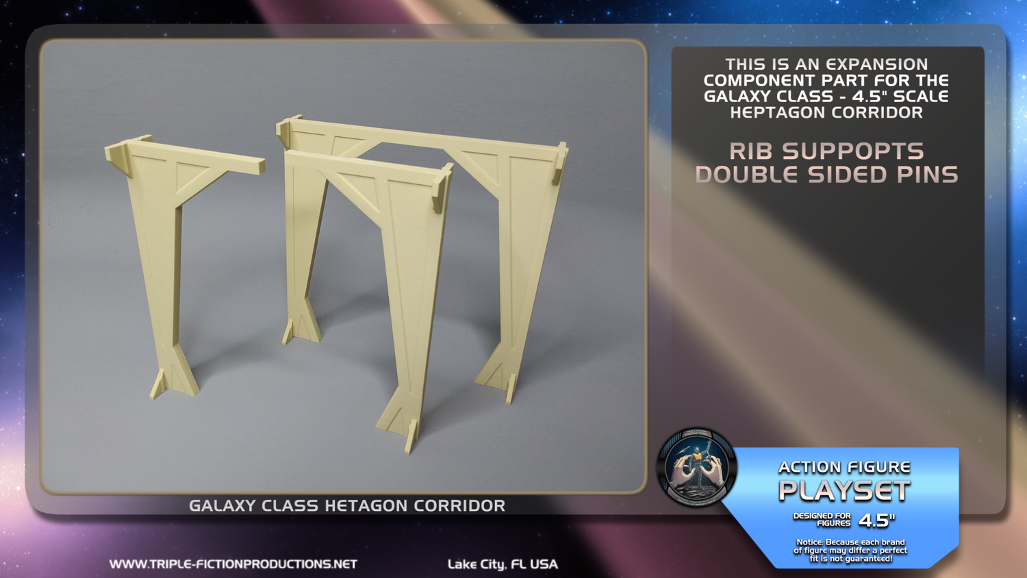 Galaxy Class - 4.5&quot; Scale - Heptagon Corridor Rib Supports Double Sided Pins