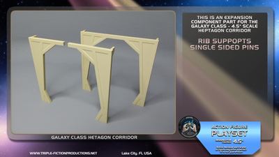 Galaxy Class - 4.5&quot; Scale - Heptagon Corridor Rib Supports Single Sided Pins