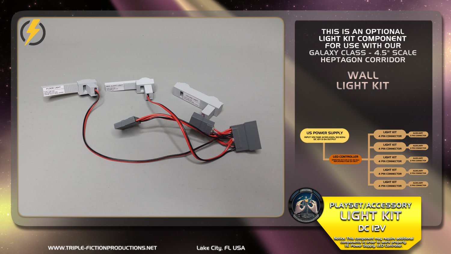 Galaxy Class - 4.5&quot; Scale - Heptagon Corridor - Wall Light Kit