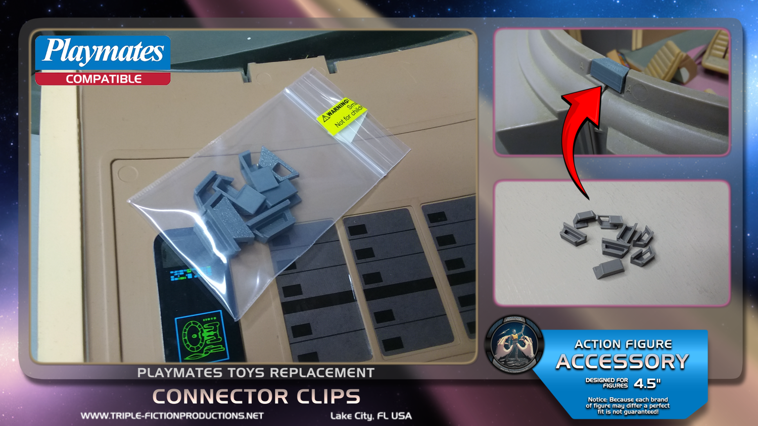 Playmates Toys TNG Bridge - REPLACEMENT CONNECTOR CLIPS