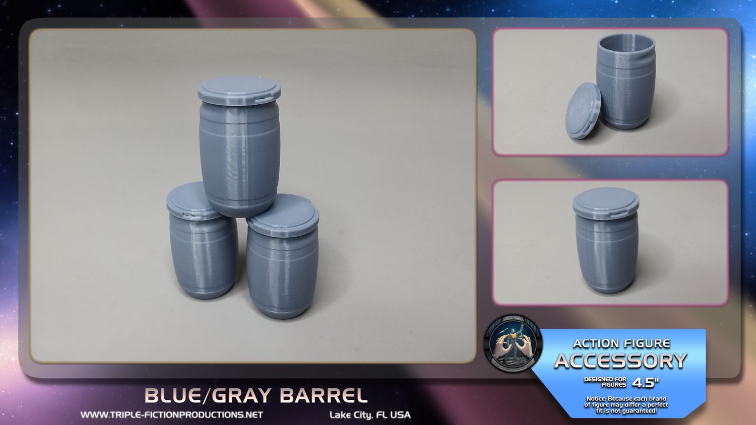 4.5&quot; Scale - Blue/Gray Cargo Barrel (Single)