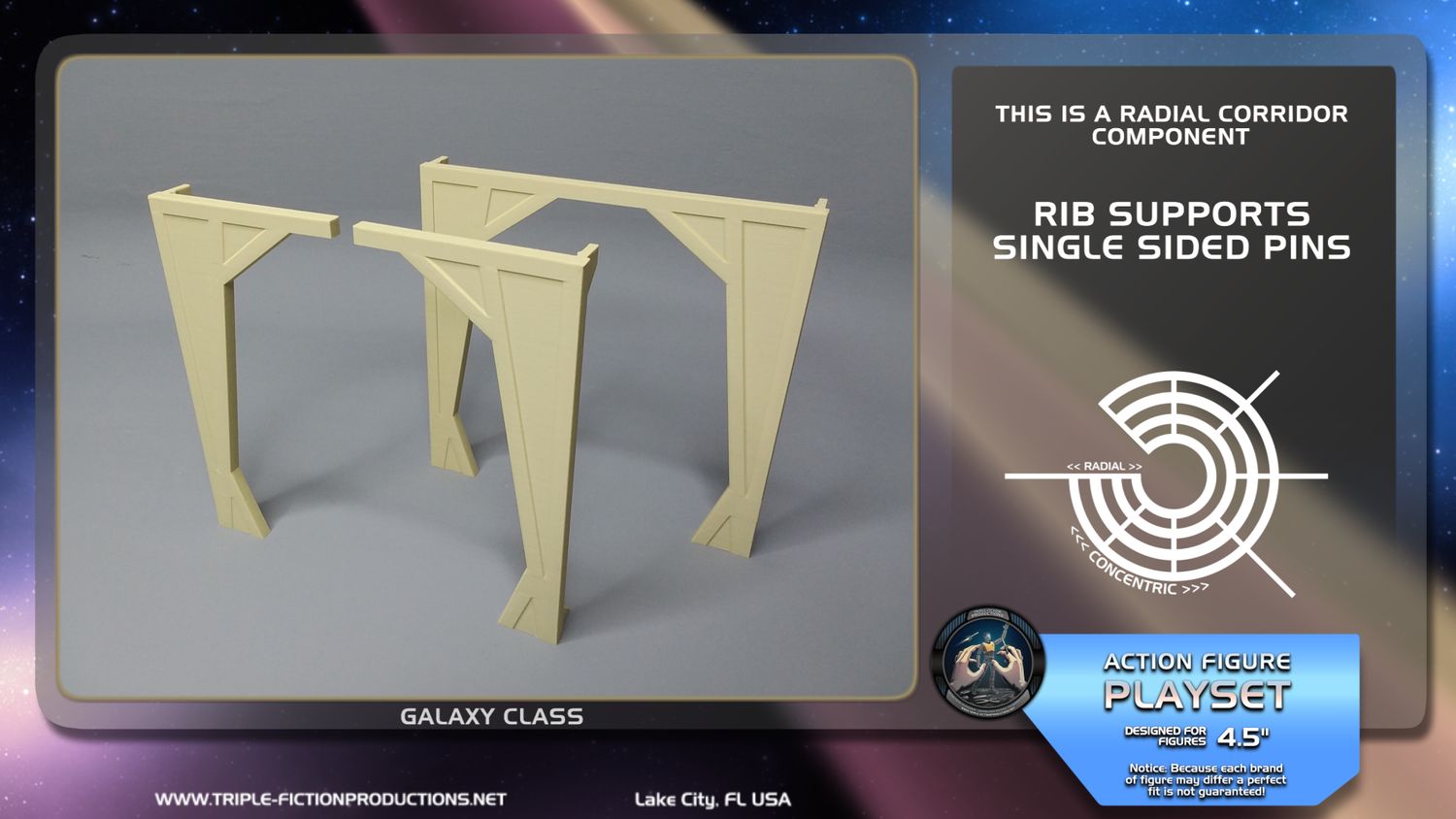 Galaxy Class - 4.5&quot; Scale - Radial Corridor Rib Supports Single Sided Pins