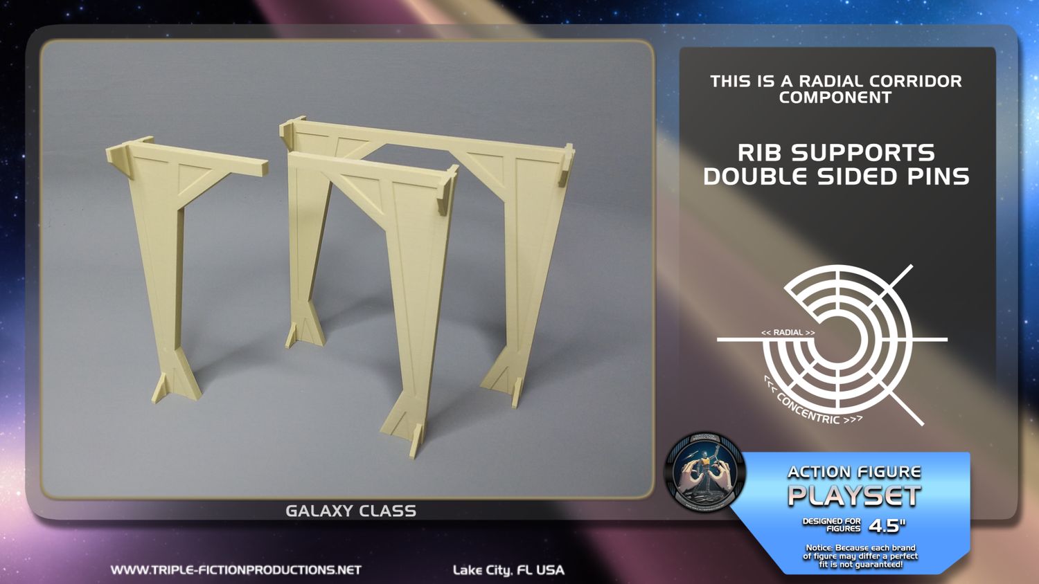 Galaxy Class - 4.5&quot; Scale - Radial Corridor Rib Supports Double Sided Pins