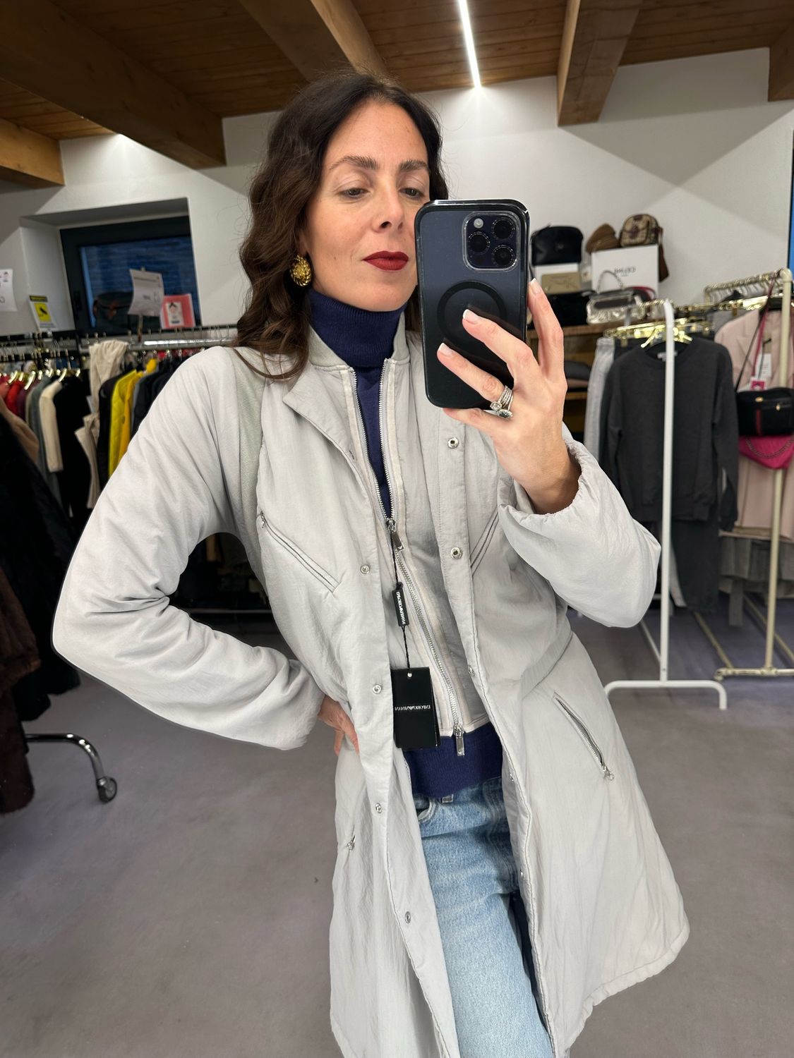 GIACCA EMPORIO ARMANI TESSUTO TECNICO GRIGIO PERLA