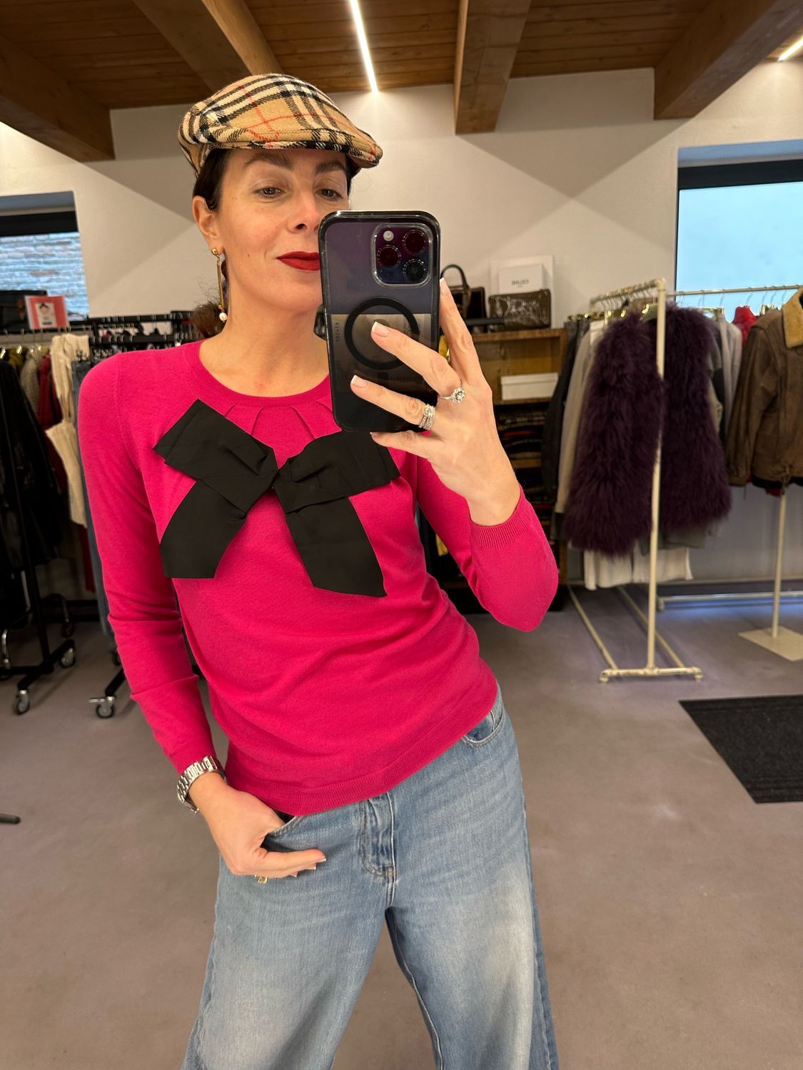 MAGLIONCINO LANVIN FUCSIA CON FIOCCO APRIBILE