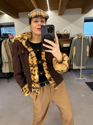 GIACCA GAI MATTIOLO VINTAGE INSERTI PELLICCIA ANIMALIER