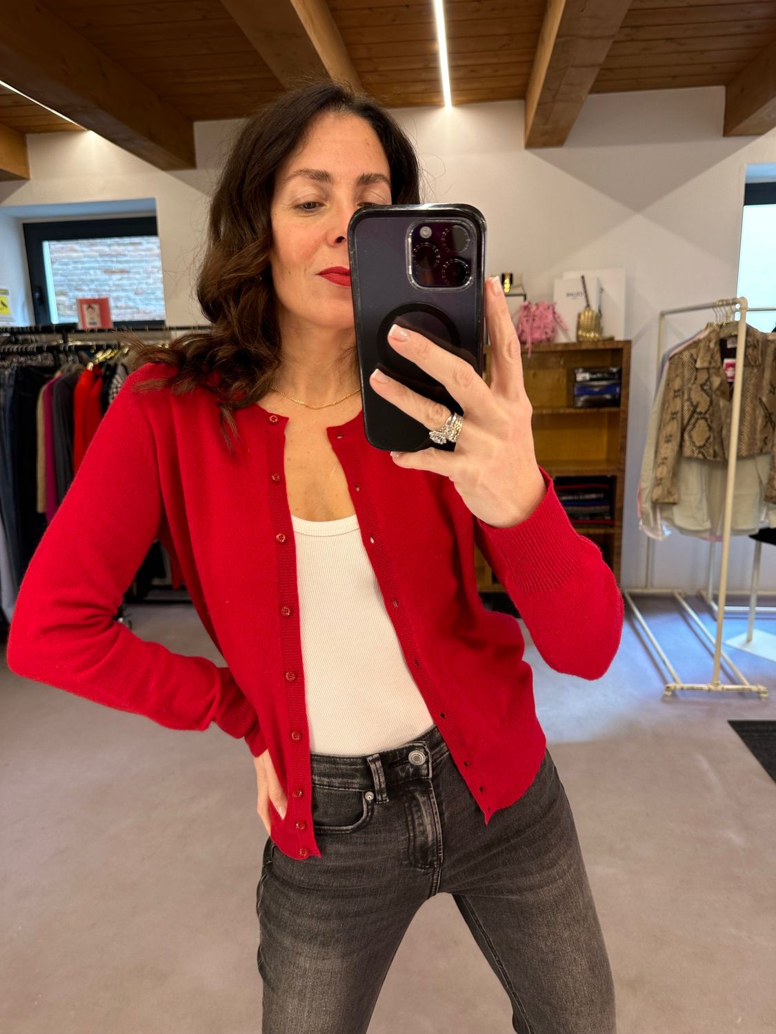 CARDIGAN PURO CASHMERE COLOR PORPORA TG M