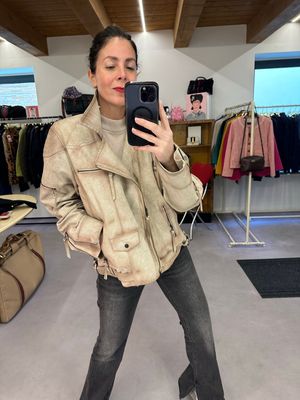 CHIODO VINTAGE PELLE GHIACCIO SFUMATURA CIPRIA