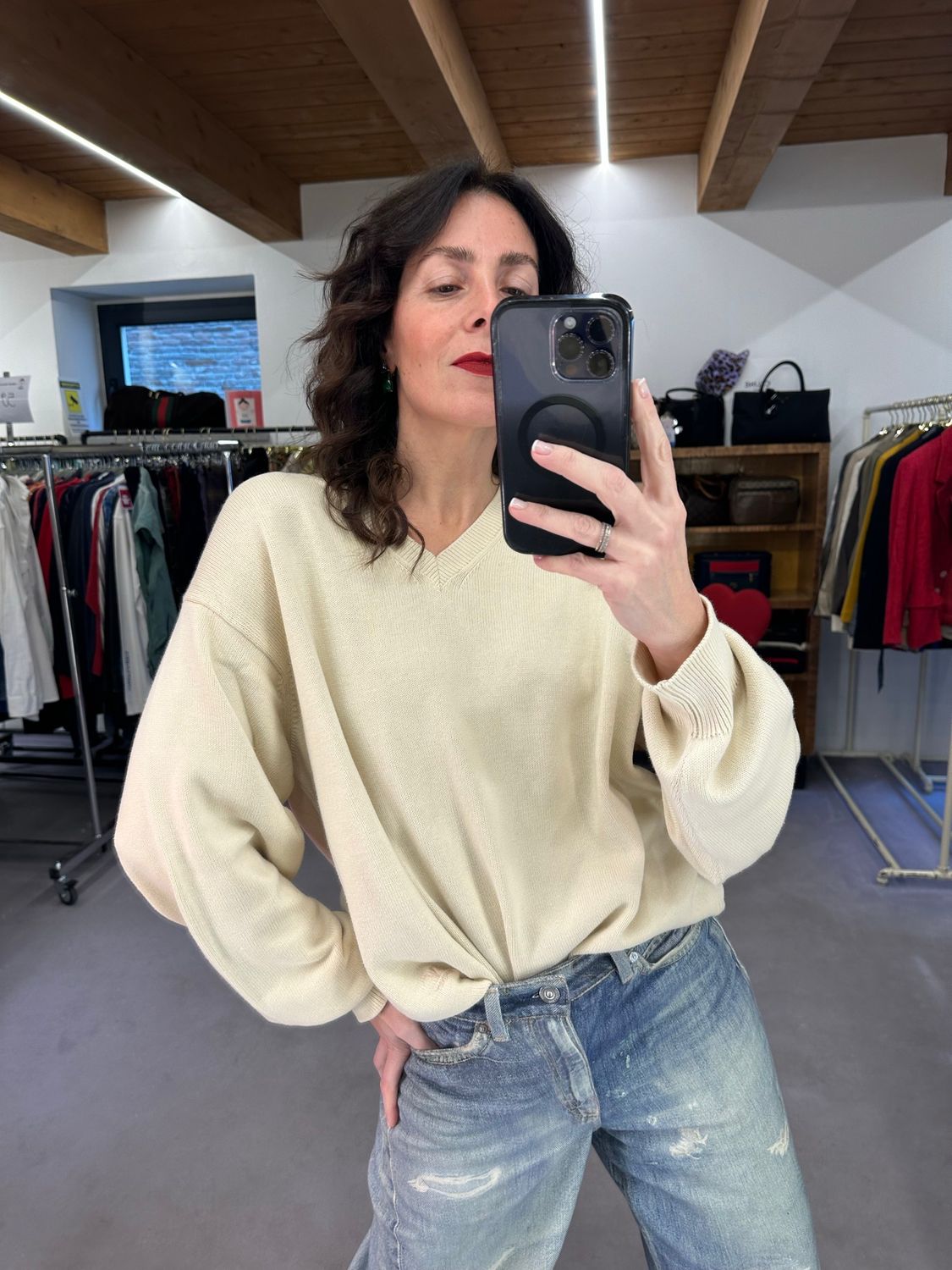 MAGLIONE VALENTINO VINTAGE PURO COTONE PANNA