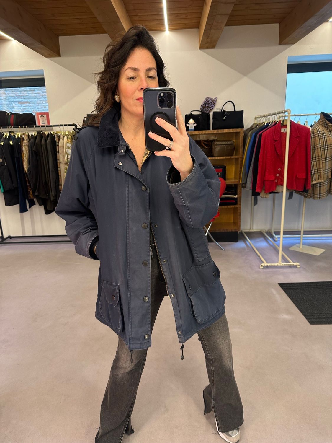 BARBOUR BLU CON CAPPUCCIO MEZZA STAGIONE