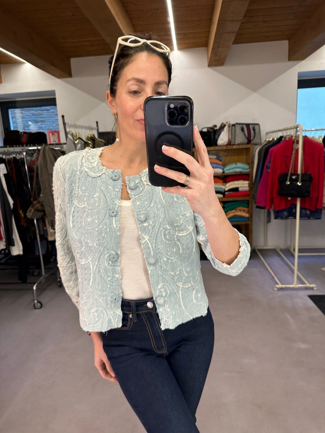 GIACCHINO ERMANNO SCERVINO PIZZO PANNA E DETTAGLIO AZZURRO POLVERE