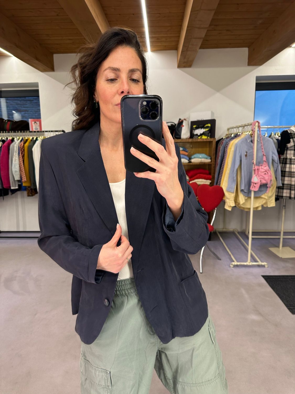 GIACCA VINTAGE DONNA PURA SETA BLU NOTTE