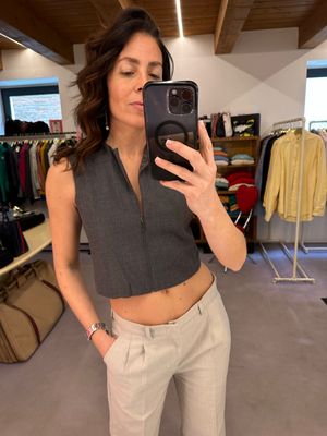 GILET/TOP EMPORIO ARMANI GRIGIO CON ZIP TG 40