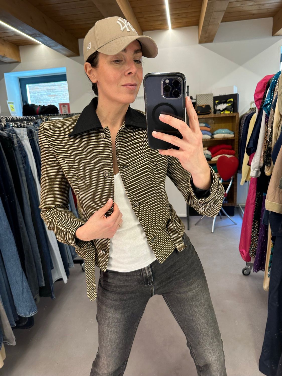 GIACCA VINTAGE THIERRY MUGLER STYLE CON CINTA E COLLETTO A CONTRASTO 