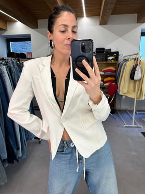 GIACCA EMPORIO ARMANI VISCOSA BIANCA INSERTO NERO