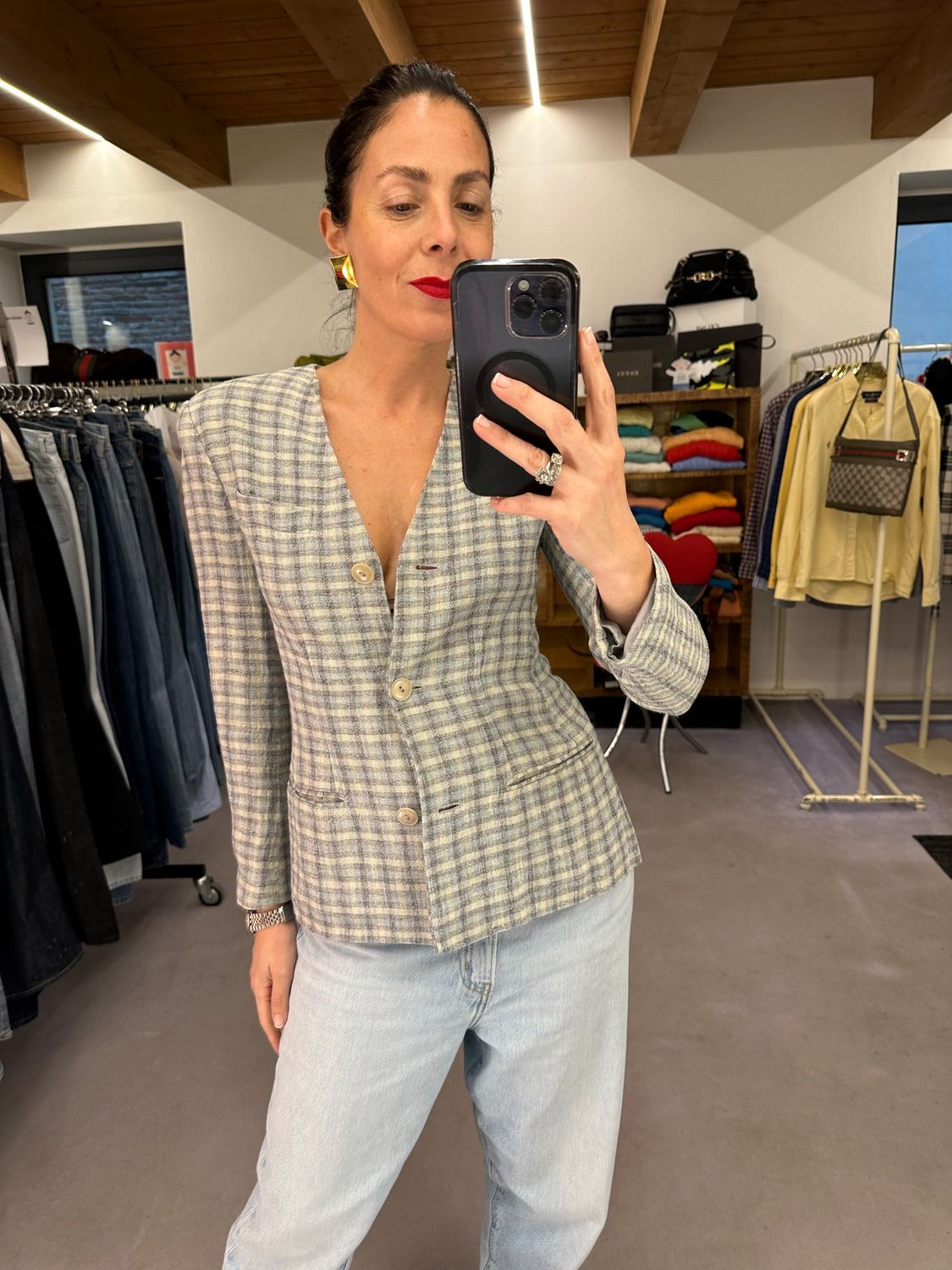 GIACCA EMPORIO ARMANI LINO SCOZZESE TG 40