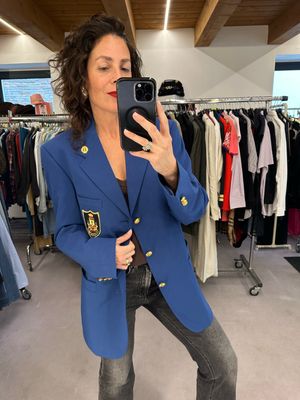 GIACCA FRESCO DI LANA BLUETTE CON APPLICAZIONI ORO