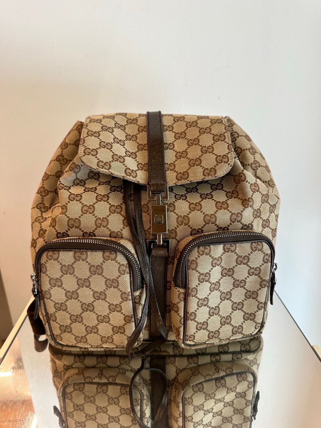 ZAINO GUCCI TESSUTO MONOGRAM E PELLE