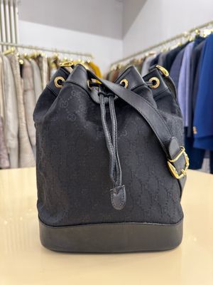 SECCHIELLO GUCCI NERO VINTAGE TESSUTO MONOGRAM E PELLE 