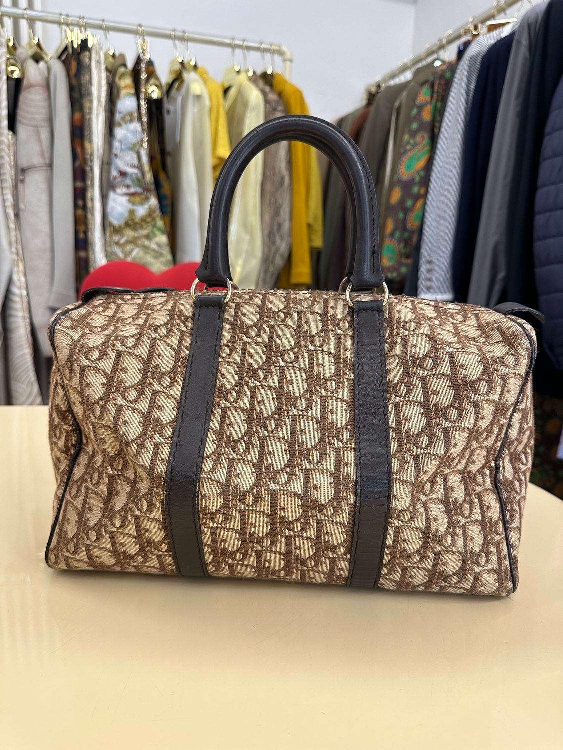 BAULETTO DIOR TESSUTO MONOGRAM E PELLE MARRONE
