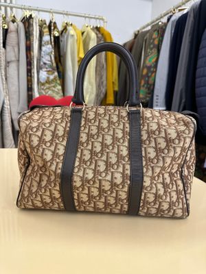 BAULETTO DIOR TESSUTO MONOGRAM E PELLE MARRONE
