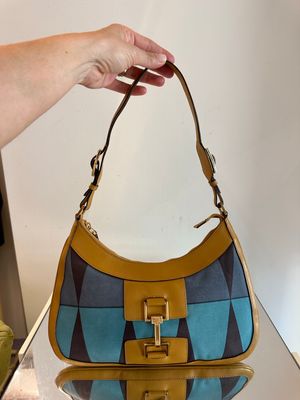 BORSA GUCCI PELLE E TESSUTO FANTASIA 
