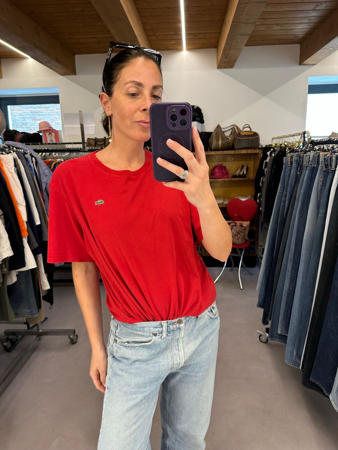 T-SHIRT LACOSTE ROSSA TG XL