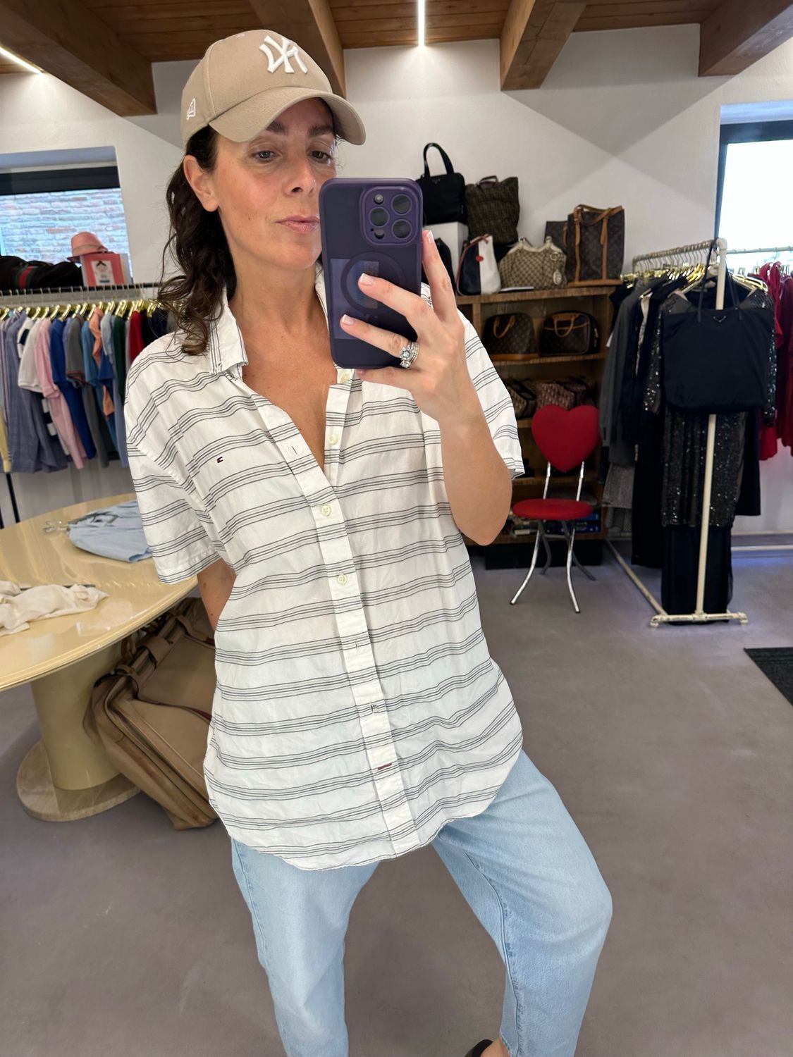 CAMICIA TOMMY HILFIGHER BIANCA RIGHE ORIZZONTALI GRIGIO