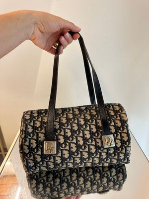 BAULETTO DIOR ROLL TESSUTO MONOGRAM E PELLE BLU