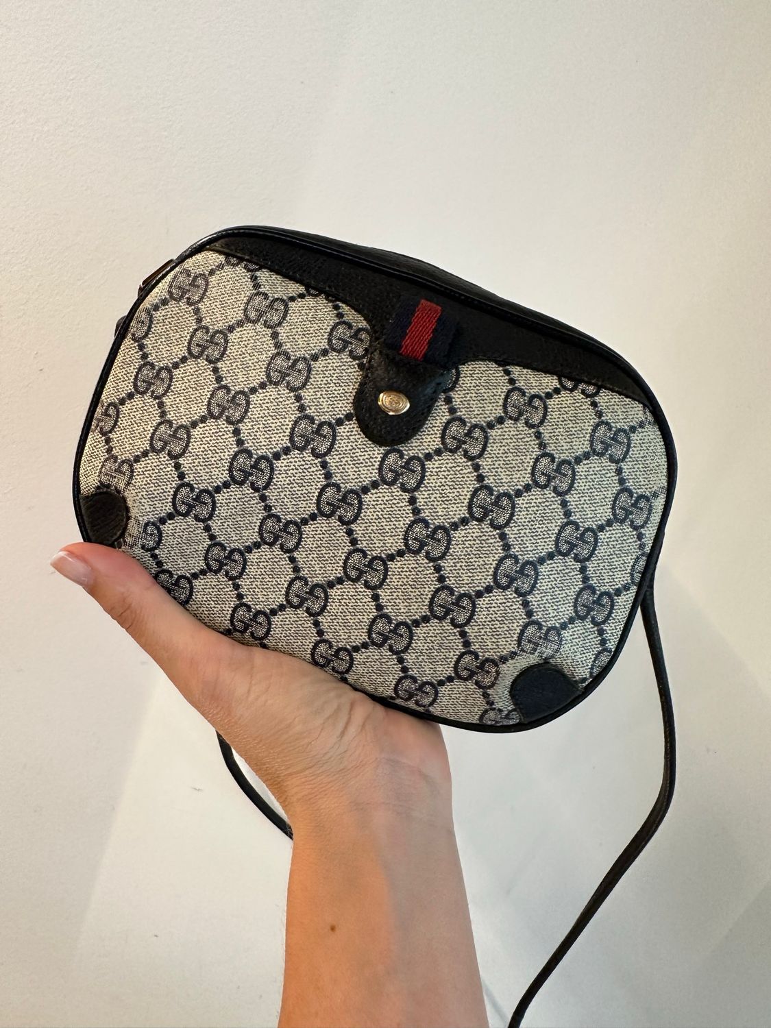 TRACOLLA OVALE GUCCI VINTAGE OPHIDIA BLU