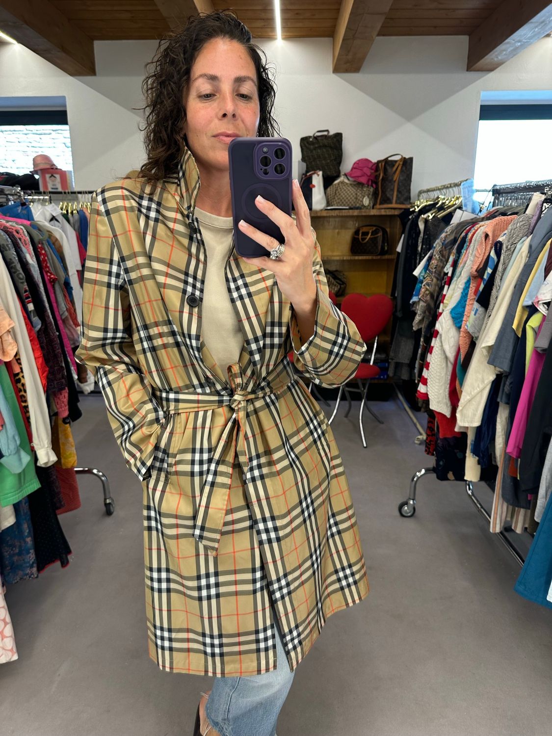 TRENCH IMPERMEABILE BURBERRY FULL CHECK NUOVO TG 46